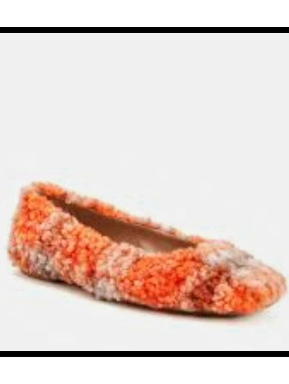 Katy Perry Evie Fuzzy Sherpa Ballet Flat Slipper Square Toe Orange Plaid 8.5